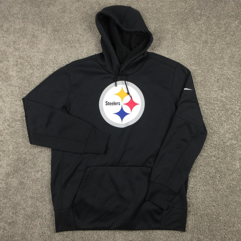 Pittsburgh Steelers Sweater Men Large Black Hoodie Sweatshirt Nike Drifit Fleece
